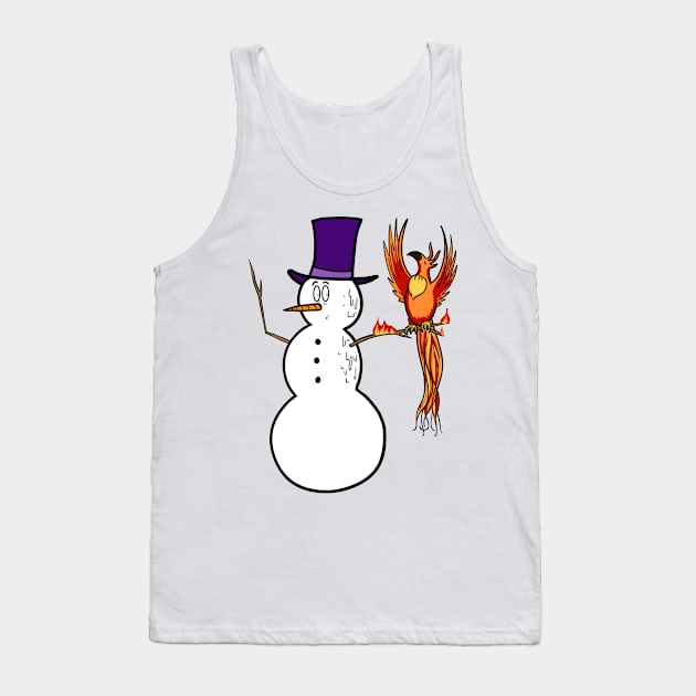 The Snowman and the Phoenix, Phoenix on Fire, Melting Snowman Tank Top by Art from the Machine